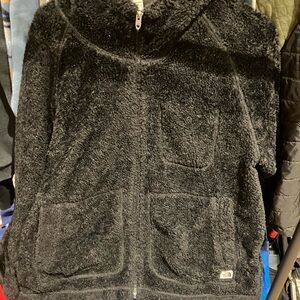 The North Face Fleece Jacket Full Zip Pullover Womens Large Black Fuzzy Soft